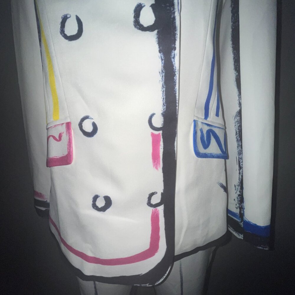 L'ATISTE COLOR ME BAD ARTSY PANTS SUIT GRAPHIC PAINTED CONTRASTING OUTLINE - S - Picture 12 of 16